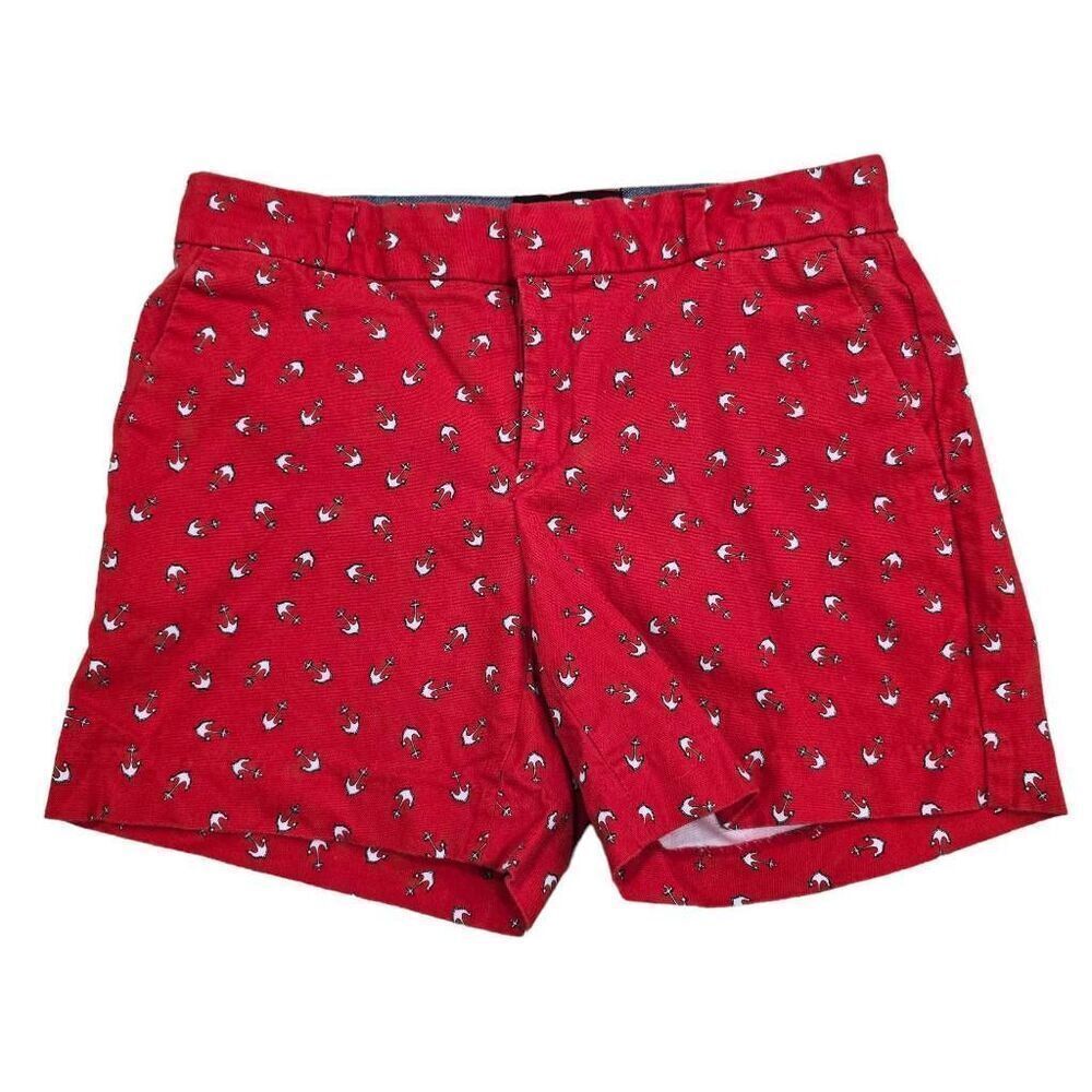 Banana Republic Red Anchor Shorts Womens Size 0 Hook‎ Closure Summer Wear
